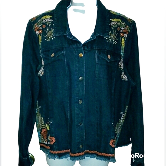 Curations Coleen Lopez Embroidered Plus Size Jean Jacket Size 2X - Picture 1 of 5